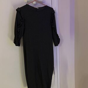 Zara Black Long Sleeve Dress with Ruffles